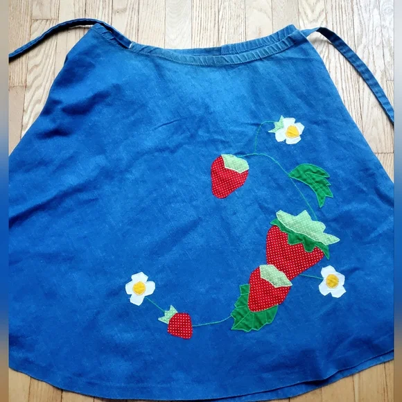 sweet berry patch • vintage handmade denim wrap around skirt - Picture 3 of 8